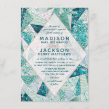 Blauwgroen Mozaïek Marmeren Driehoeken Bruiloft Ui