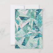 Blauwgroen Mozaïek Marmeren Driehoeken Modern Brui RSVP Kaartje (Achterkant)
