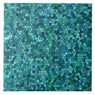 Blauwgroen mozaïekpatroon tegeltje