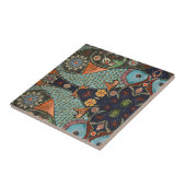 Blauwgroen mozaïekvis / traditioneel modern patroo tegeltje (Zijkant)