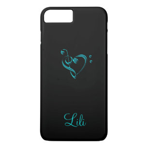 Blauwgroen Music Clef Heart iPhone 7 Plus Hoesje