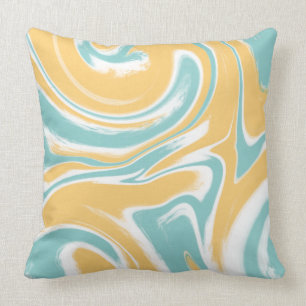 Blauwgroen Mustard Swirl Art-decor Kussen