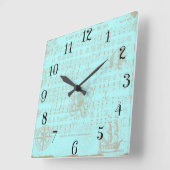  Blauwgroen muziekblad Vierkante Klok (Hoek)