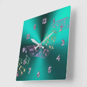 Blauwgroen Muzieknoten klok (Hoek)