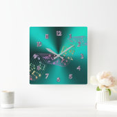 Blauwgroen Muzieknoten klok (Huis)