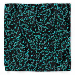 Blauwgroen Muzieknoten op uw kleurenbanner Bandana