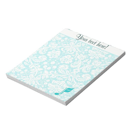 Blauwgroen muzieknotitie notitieblok (Linkerzijde)