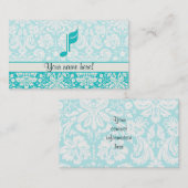 Blauwgroen muzieknotitie visitekaartje (Voorkant / Achterkant)