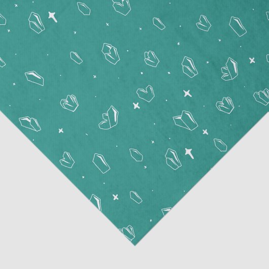 Blauwgroen Mystieke Kristallen Omtrek Tissuepapier (Detail)