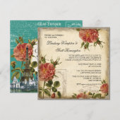 Blauwgroen n Cream  Eiffeltoren Couples Shower Kaart (Voorkant / Achterkant)