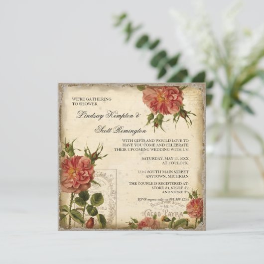 Blauwgroen n Cream  Eiffeltoren Couples Shower Kaart (Staand voorkant)