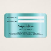 blauwgroen naald- folie-verwijzingskaart visitekaartje (Achterkant)