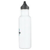 Blauwgroen naam | Modern Cyan Trendy Initiaal Gree Waterfles (Rechts)