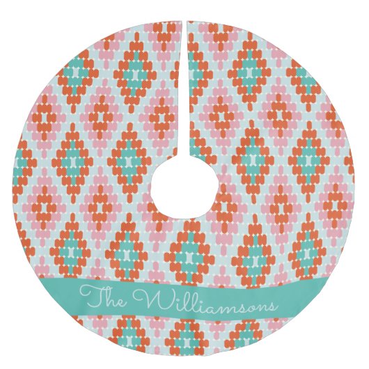 Blauwgroen naam van het wintergeometrische patroon kerstboom rok (Voorkant)