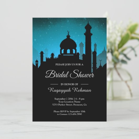 Blauwgroen nacht Sky Arabian Nights Vrijgezellenfe Kaart (Staand voorkant)