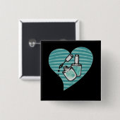 Blauwgroen nagellak vierkante button 5,1 cm (Voorkant /achterkant)