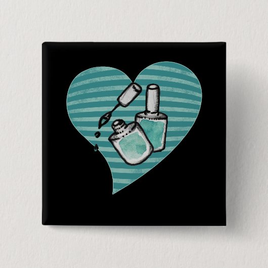 Blauwgroen nagellak vierkante button 5,1 cm (Voorkant)