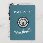 Blauwgroen Nashville Passport Bewaar de datum Save The Date (Voorkant / Achterkant)