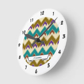 Blauwgroen Native Tribal Chevron Pattern Wall klok (Hoek)