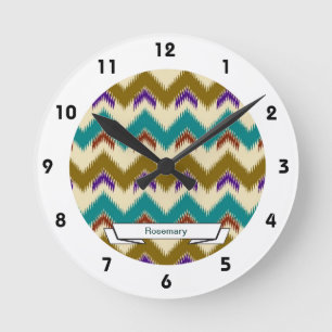 Blauwgroen Native Tribal Chevron Pattern Wall klok