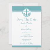 Blauwgroen Nautical Anchor Save the Date (Voorkant)
