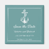 Blauwgroen Nautical Anchor Save the Date Magnet (Voorkant)