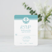 Blauwgroen Nautical Anchor Wedding RSVP Kaart (Staand voorkant)