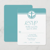 Blauwgroen Nautical Anchor Wedding RSVP Kaart (Voorkant / Achterkant)