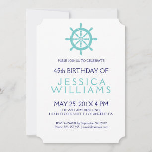 Blauwgroen Nautical Boat Wheel Birthday Party nodi Kaart