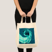 Blauwgroen Nautical Tattoo Style Octopus Tentacle  Tote Bag (Voorkant (product))