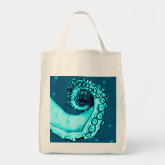 Blauwgroen Nautical Tattoo Style Octopus Tentacle  Tote Bag (Voorkant)