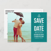 BLAUWGROEN NAUTIEKE SCHERPFOTO BEWAART HET DATUM B AANKONDIGINGSKAART (Voorkant / Achterkant)