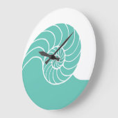 Blauwgroen Nautilus Zee Shell Grote Klok (Hoek)