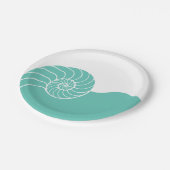Blauwgroen Nautilus Zee Shell Papieren Bordje (Gekanteld)