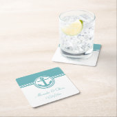 Blauwgroen Nautisch anker Kartonnen Onderzetters (Insitu)