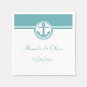 Blauwgroen Nautisch anker Servet (Voorkant)