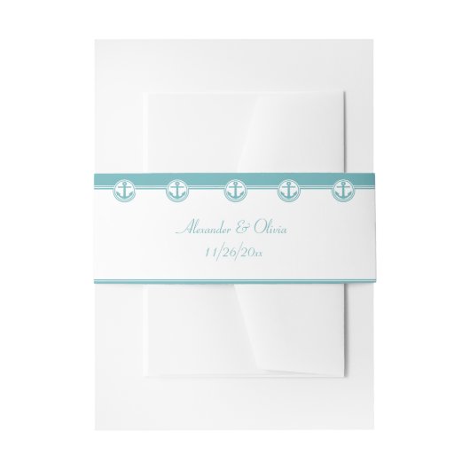 Blauwgroen Nautisch anker Uitnodigingen Wikkel (Voorkant Voorbeeld)