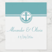 Blauwgroen Nautisch anker Wijn Etiket (Enkel label)