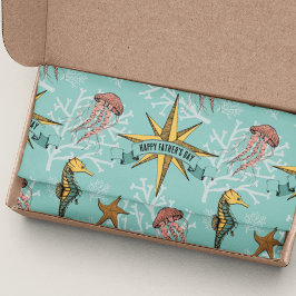 Blauwgroen nautische ster aangepaste tekst marien tissuepapier