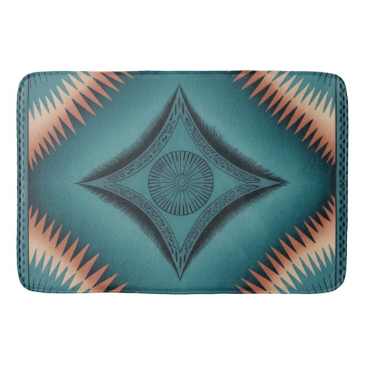 Blauwgroen Navajo Peach Sunburst Badmat (Voorkant)