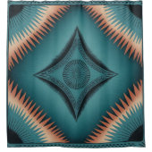 Blauwgroen Navajo Peach Sunburst Families Gift Douchegordijn (Voorkant)
