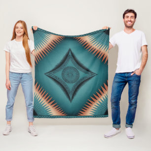 Blauwgroen Navajo Peach Sunburst Families Gift Fleece Deken