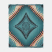 Blauwgroen Navajo Peach Sunburst Families Gift Fleece Deken (Voorkant)