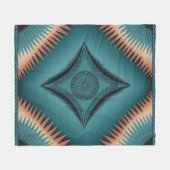 Blauwgroen Navajo Peach Sunburst Families Gift Fleece Deken (Voorkant (Horizontaal))
