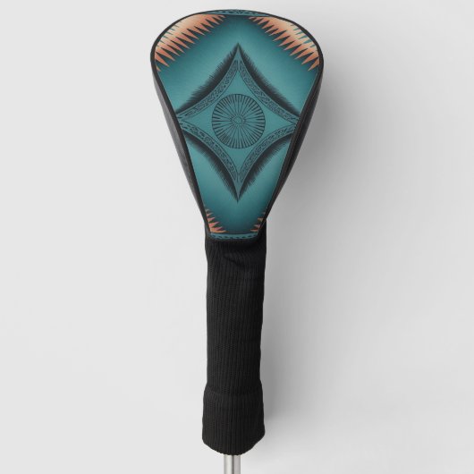 Blauwgroen Navajo Peach Sunburst Golfheadcover (Voorkant)
