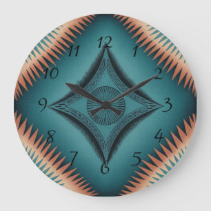 Blauwgroen Navajo Peach Sunburst Grote Klok