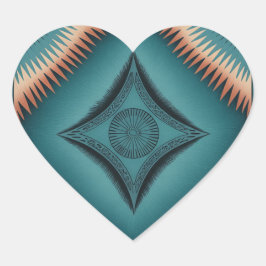 Blauwgroen Navajo Peach Sunburst Huis & Leven Hart Sticker