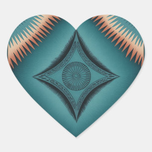 Blauwgroen Navajo Peach Sunburst Huis & Leven Hart Sticker