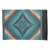 Blauwgroen Navajo Peach Sunburst Kussensloop (Voorkant)