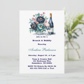 Blauwgroen Navy Blue Peony Flowers Brunch en Bubbl Kaart (Staand voorkant)